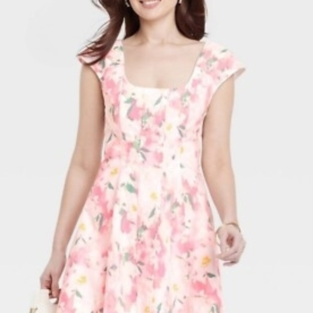 a new day Pink Floral Midi Dress